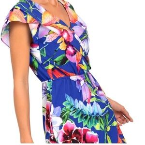 JOSEPH RIBKOFF Tropical Tunic Mini Floral Dress Size 8 Like New